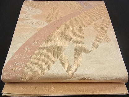 平和屋着物■西陣 六通柄袋帯 籬飛鳥文 金糸 逸品 n-yc1838