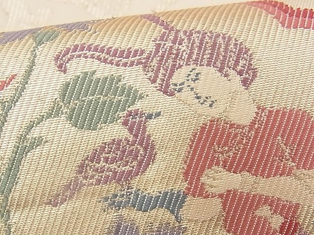 平和屋着物■六通柄 本袋帯 動物花鳥文 銀糸 逸品 n-yc1845