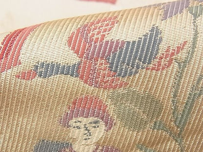 平和屋着物■六通柄 本袋帯 動物花鳥文 銀糸 逸品 n-yc1845