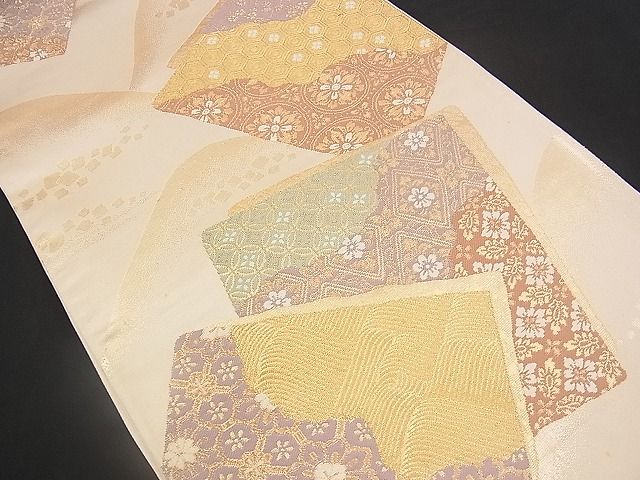 平和屋着物■六通柄袋帯 唐織 遠山色紙重ね吉祥文 金糸 逸品 n-yc1853