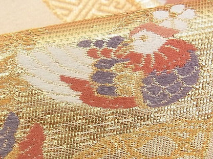 平和屋着物■六通柄袋帯 色紙吉祥鴛鴦花蝶文 金糸 逸品 n-yc2405
