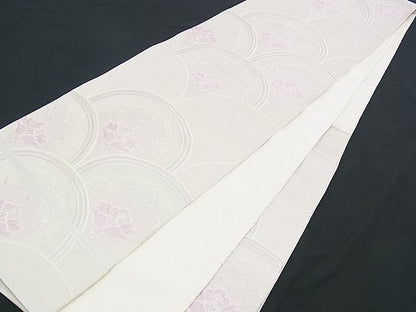 平和屋着物■六通柄袋帯 唐織 青海波更紗花文 銀糸 逸品 n-yc2430