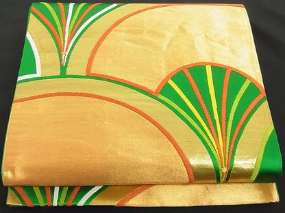 平和屋着物■六通柄袋帯 青海波 金糸 正絹 逸品 A-yi1967