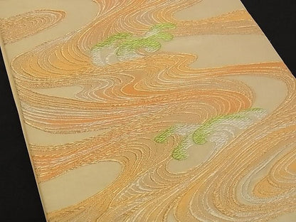 平和屋着物■六通柄袋帯 立波文 金銀糸 正絹 逸品 A-yi2543