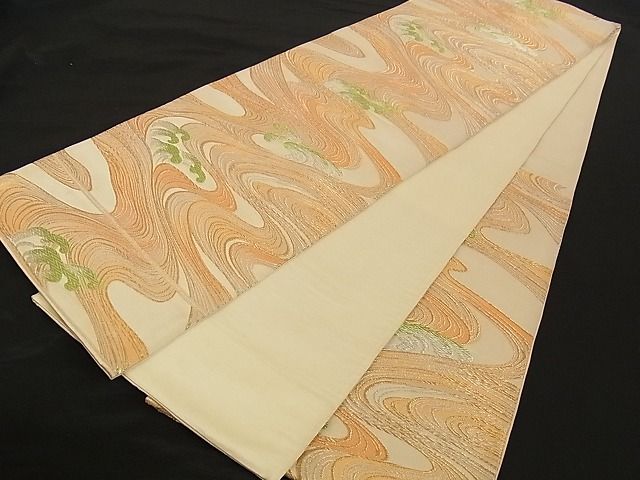 平和屋着物■六通柄袋帯 立波文 金銀糸 正絹 逸品 A-yi2543