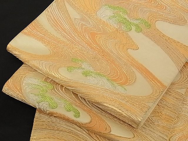 平和屋着物■六通柄袋帯 立波文 金銀糸 正絹 逸品 A-yi2543