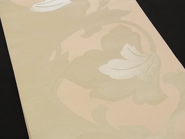 平和屋着物■六通柄袋帯 更紗花文 銀糸 正絹 逸品 A-yi2546