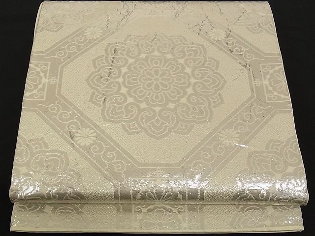 平和屋着物■六通柄 本袋帯 蜀江花文 純銀箔 正絹 逸品 A-yi2560