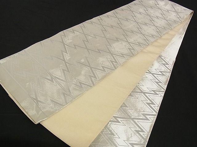 平和屋着物■六通柄袋帯 松皮菱文 銀糸 正絹 逸品 A-yi2630