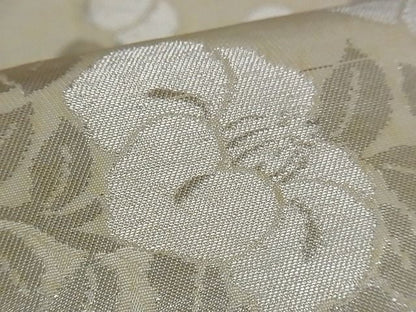 平和屋着物■六通柄袋帯 草花丸文 銀糸 正絹 逸品 A-yi2635