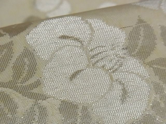 平和屋着物■六通柄袋帯 草花丸文 銀糸 正絹 逸品 A-yi2635