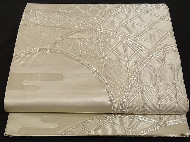 平和屋着物■六通柄袋帯 籬文 銀糸 正絹 逸品 A-yi2787