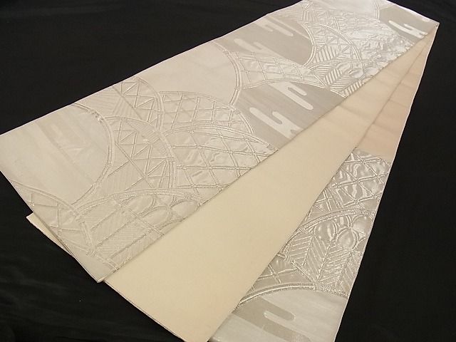 平和屋着物■六通柄袋帯 籬文 銀糸 正絹 逸品 A-yi2787