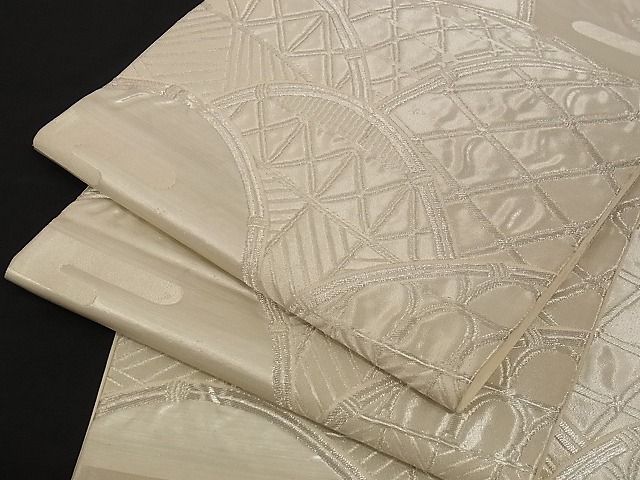 平和屋着物■六通柄袋帯 籬文 銀糸 正絹 逸品 A-yi2787