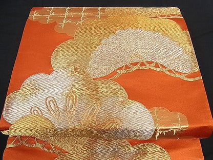 平和屋着物■六通柄袋帯 雲取り枝松文 金銀糸 逸品 yk0323