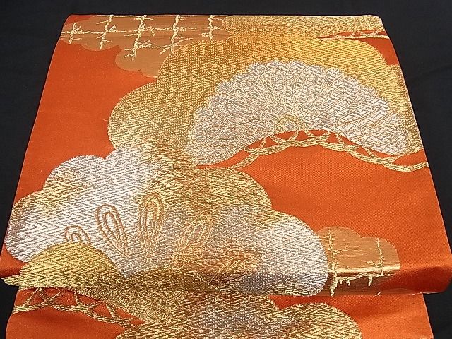 平和屋着物■六通柄袋帯 雲取り枝松文 金銀糸 逸品 yk0323