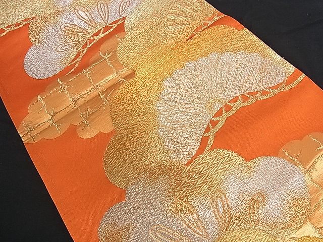 平和屋着物■六通柄袋帯 雲取り枝松文 金銀糸 逸品 yk0323