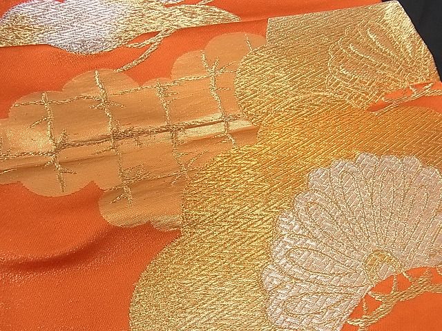 平和屋着物■六通柄袋帯 雲取り枝松文 金銀糸 逸品 yk0323