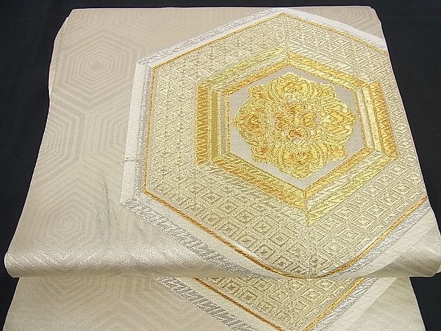 平和屋着物■六通柄袋帯 唐織 亀甲吉祥花文 金銀糸 逸品 yk0565
