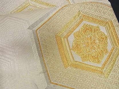 平和屋着物■六通柄袋帯 唐織 亀甲吉祥花文 金銀糸 逸品 yk0565