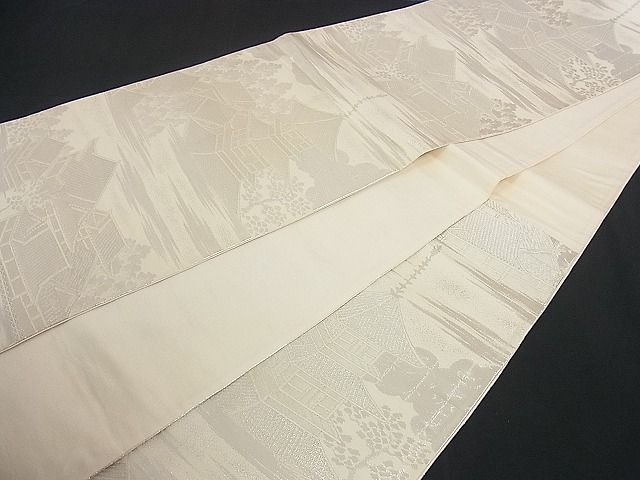 平和屋着物■六通柄袋帯 三重ノ塔 京風景文 銀糸 逸品 yk0581