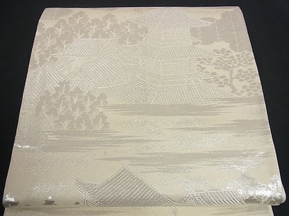 平和屋着物■六通柄袋帯 三重ノ塔 京風景文 銀糸 逸品 yk0581