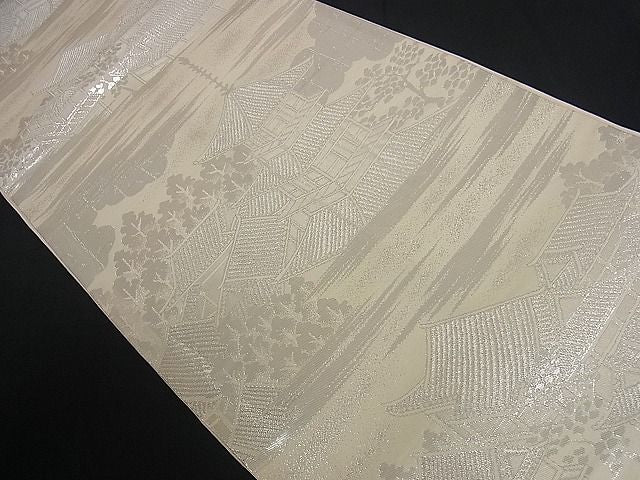 平和屋着物■六通柄袋帯 三重ノ塔 京風景文 銀糸 逸品 yk0581