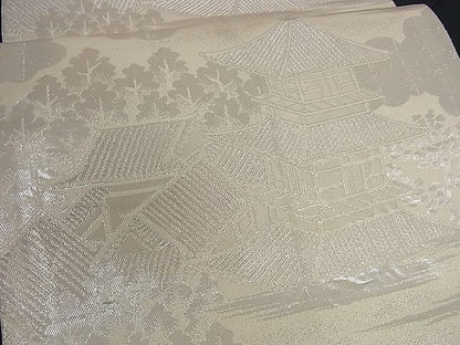 平和屋着物■六通柄袋帯 三重ノ塔 京風景文 銀糸 逸品 yk0581