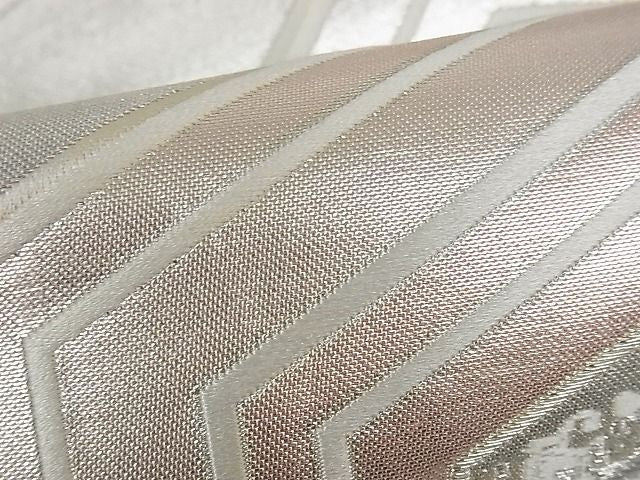 平和屋着物■六通柄袋帯 唐織 亀甲花文 銀糸 逸品 yk0588