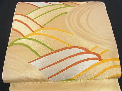 平和屋着物■六通柄袋帯 唐織 立波文 金銀糸 逸品 yk0638