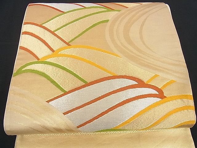 平和屋着物■六通柄袋帯 唐織 立波文 金銀糸 逸品 yk0638