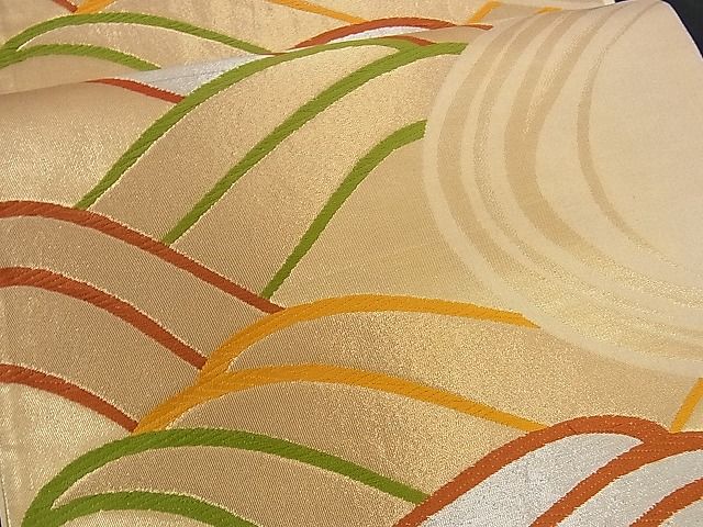 平和屋着物■六通柄袋帯 唐織 立波文 金銀糸 逸品 yk0638
