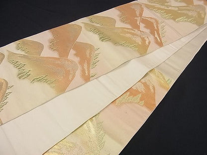 平和屋着物■六通柄袋帯 遠山樹林文 金糸 逸品 yk0659