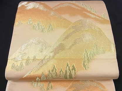 平和屋着物■六通柄袋帯 遠山樹林文 金糸 逸品 yk0659