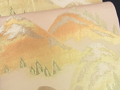 平和屋着物■六通柄袋帯 遠山樹林文 金糸 逸品 yk0659