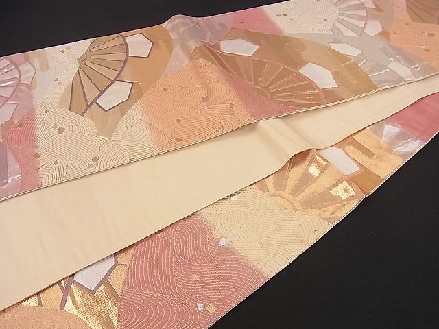 平和屋着物■六通柄袋帯　片輪車文　金銀糸　逸品　yk0701