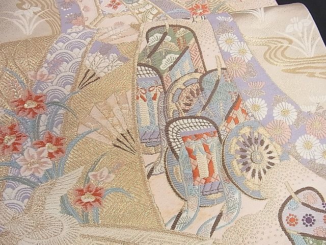 平和屋着物■六通柄袋帯 唐織 鳳凰吉祥文 金糸 逸品 yk0744