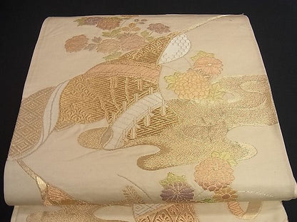平和屋着物■六通柄袋帯 霞誰が袖花文 金糸 逸品 yk0754