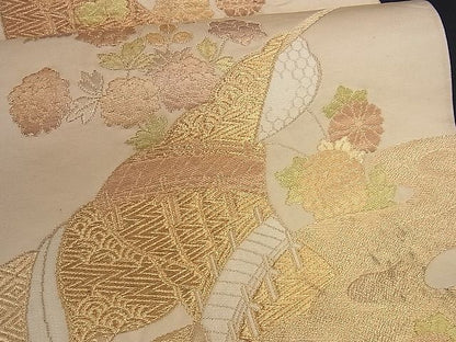 平和屋着物■六通柄袋帯 霞誰が袖花文 金糸 逸品 yk0754
