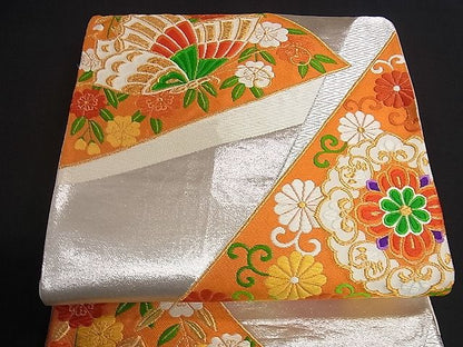 平和屋着物■六通柄袋帯 唐織 裂取能衣小袖文 金銀糸 逸品 yk0789