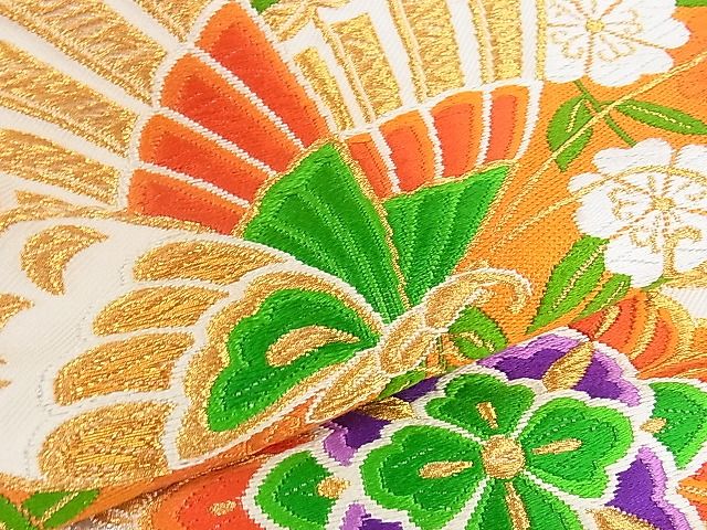 平和屋着物■六通柄袋帯 唐織 裂取能衣小袖文 金銀糸 逸品 yk0789