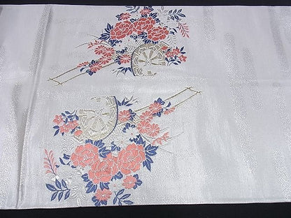 平和屋着物■六通太鼓柄袋帯 唐織 花車文 金銀糸 逸品 yk0862