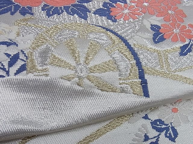 平和屋着物■六通太鼓柄袋帯 唐織 花車文 金銀糸 逸品 yk0862