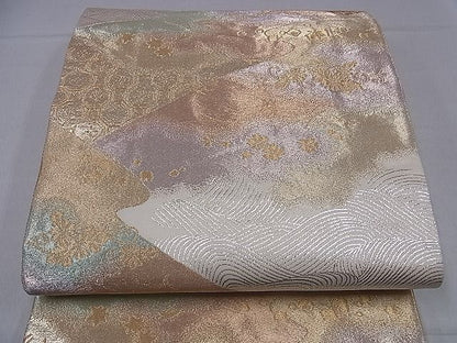 平和屋着物■六通柄袋帯　霞花鳥文　金銀糸　逸品　yk0959