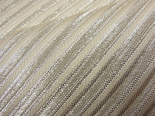 平和屋着物■全通柄袋帯　斜線文　銀糸　逸品　n-yn0199