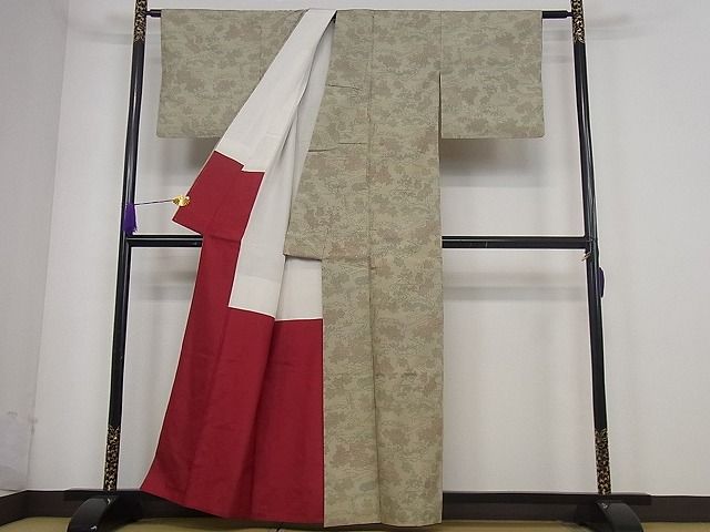 平和屋着物■上質なお召 流水風景花文 逸品 yyy2521