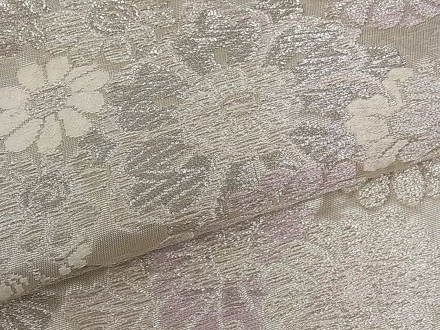 平和屋着物■六通柄袋帯 唐織 市松吉祥花丸文 銀糸 逸品 ze3557
