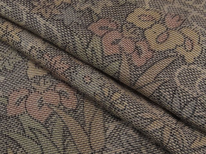 平和屋着物■上質な紬　流水草花文　逸品　ze3957