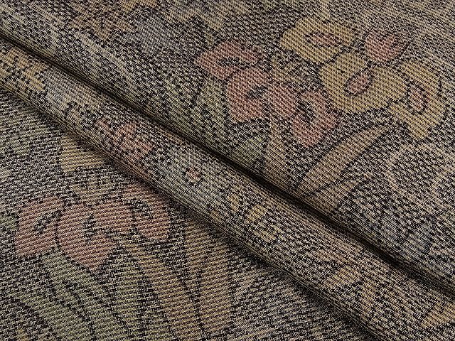 平和屋着物■上質な紬　流水草花文　逸品　ze3957