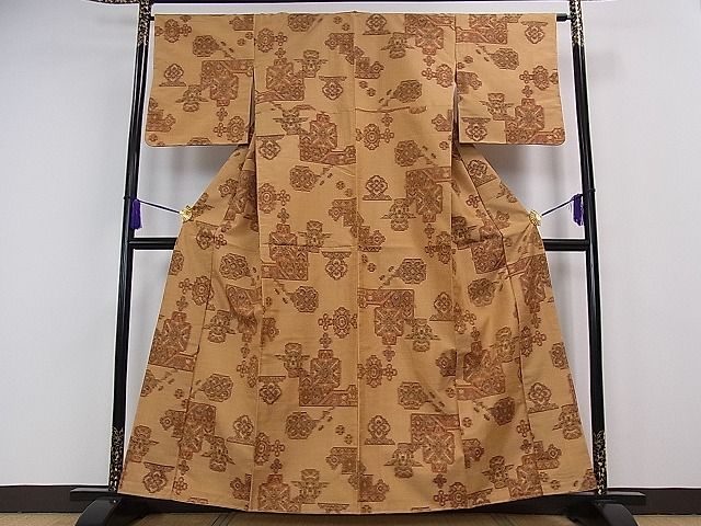 平和屋着物■上質な紬 吉祥花文 逸品 ze3982